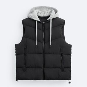ZARA CONTRASTING HOODED VEST